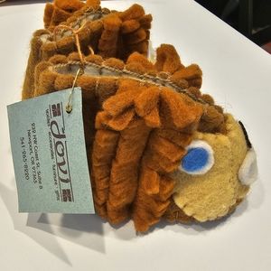 Handmade Kids Lion Slipper - Brown/Orange Plush